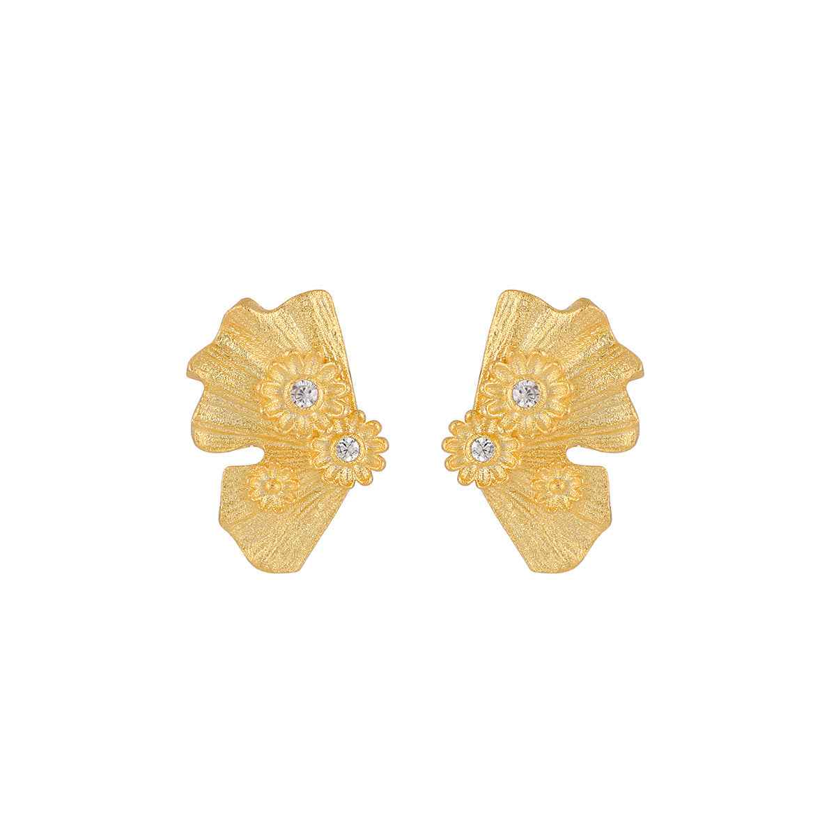 Isla's Fan-Shaped Flower Silver Stud Earrings