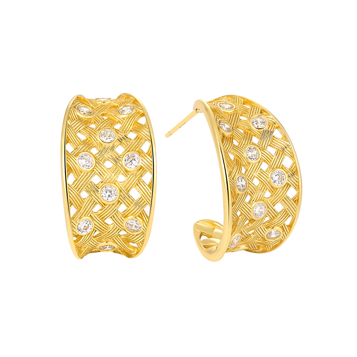 CURVED WOVEN MESH STUD EARRINGS OPHRASTUDIO