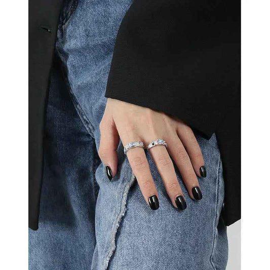 Celestial Spark Silver Statement Ring