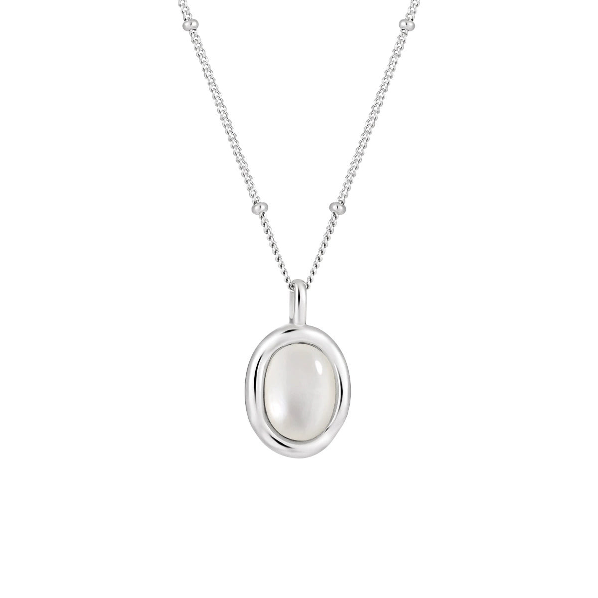 Natural White Shell Silver Pendant Necklace OPHRASTUDIO