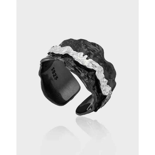 Artisan Flair Black Silver Statement Ring