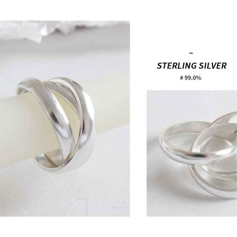 Triple Crossed Band Silver Statement Ring