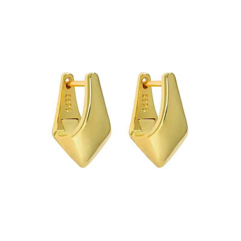 Geometric Harmony Silver Huggie Earrings