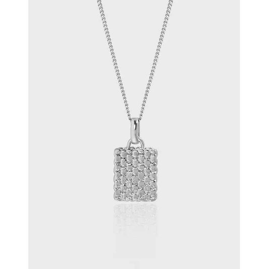 Athena's Geometric Embossed Silver Pendant Necklace