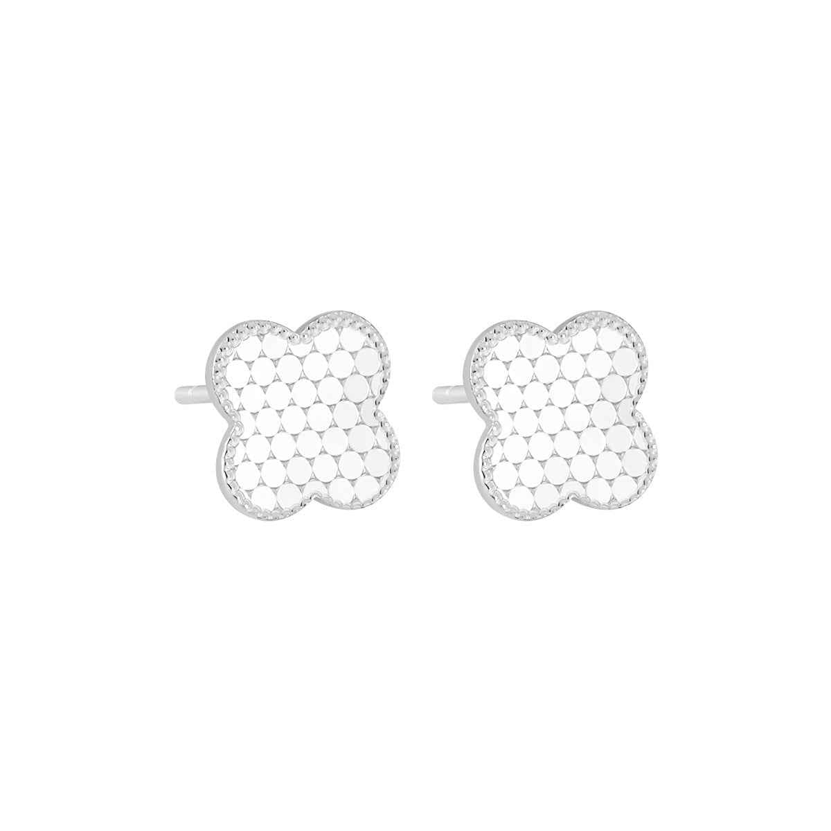 Honeycomb Engraved Silver Stud Earrings Series