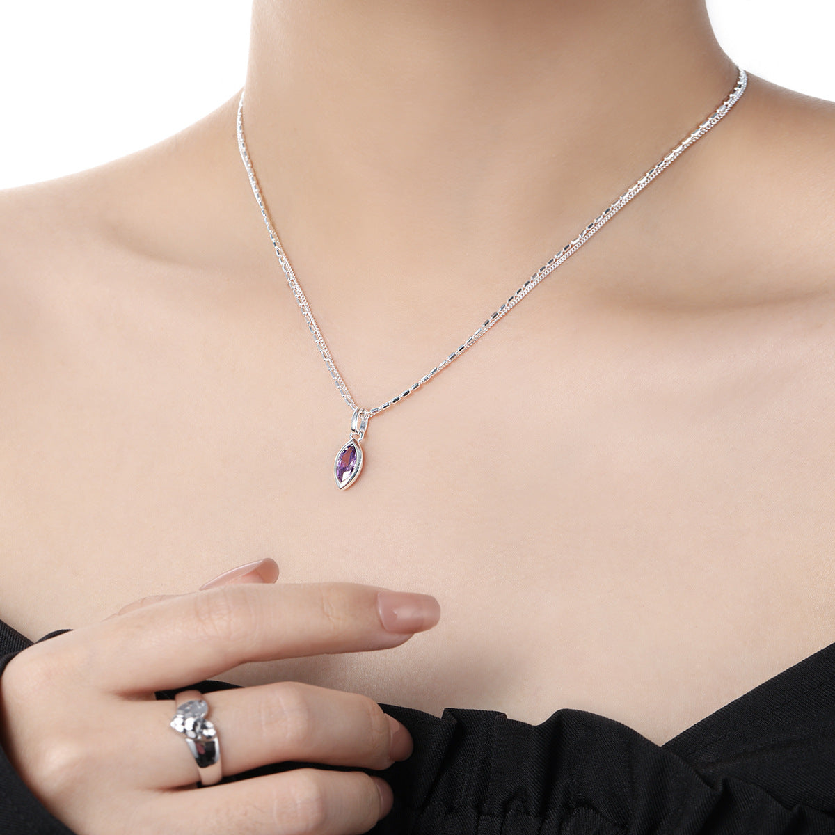GEMSTONE PENDANT SILVER NECKLACE OPHRASTUDIO