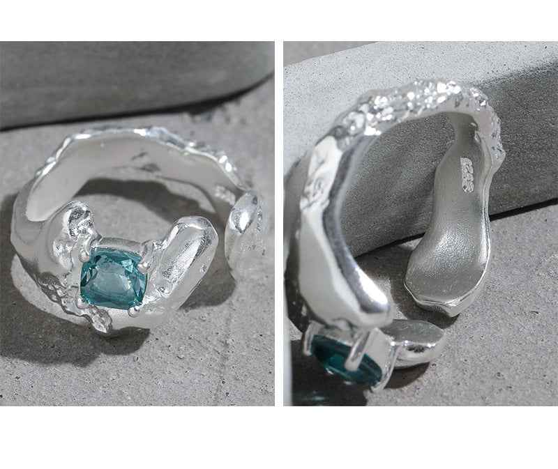 Radiant Tourmaline Silver Statement Ring