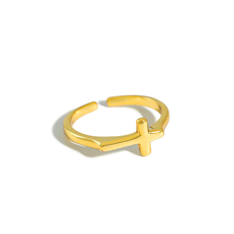 SLEEK SILVER CROSS RING OPHRASTUDIO