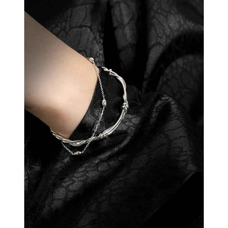 Diana's Oval Bead Silver Chain Bracelet