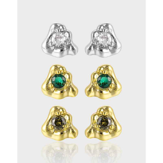 Love Zircon Silver Stud Earrings