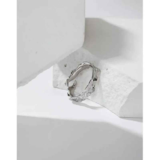 Luna's Irregular Surface Silver Statement Ring
