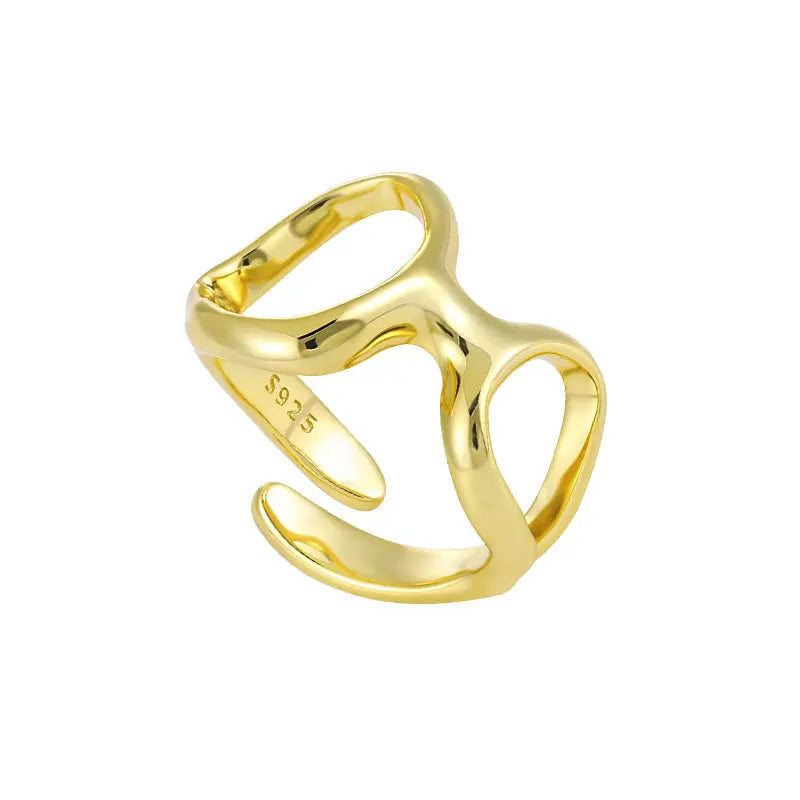 ATHENA'S GEOMETRIC HOLLOW SILVER RING - OPHRASTUDIO