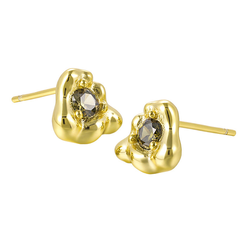 Love Zircon Silver Stud Earrings