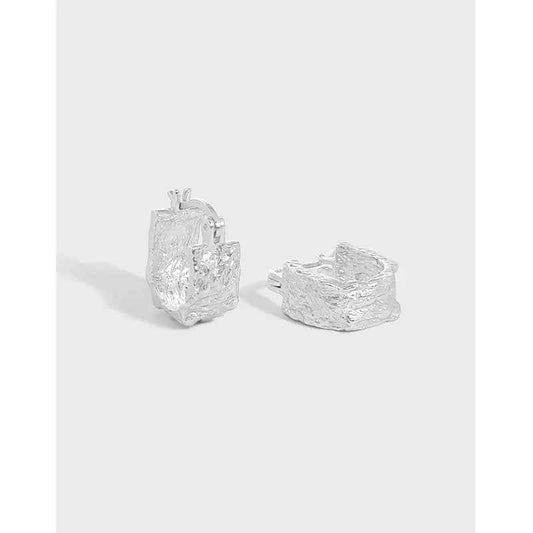 Water Ripple Silver Huggie Earrings