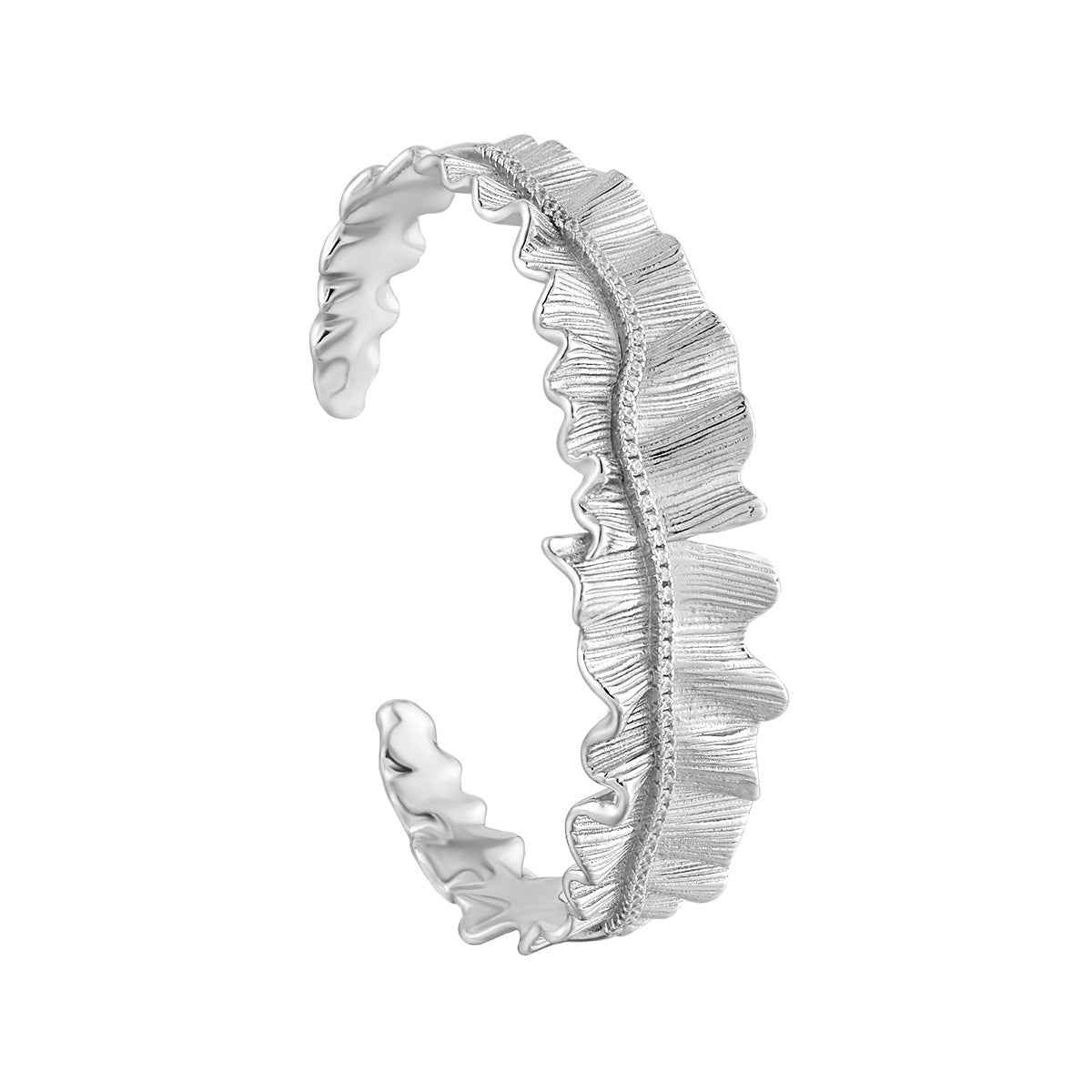 Victoria's Pleated Skirt Silver Cuff Bracelet