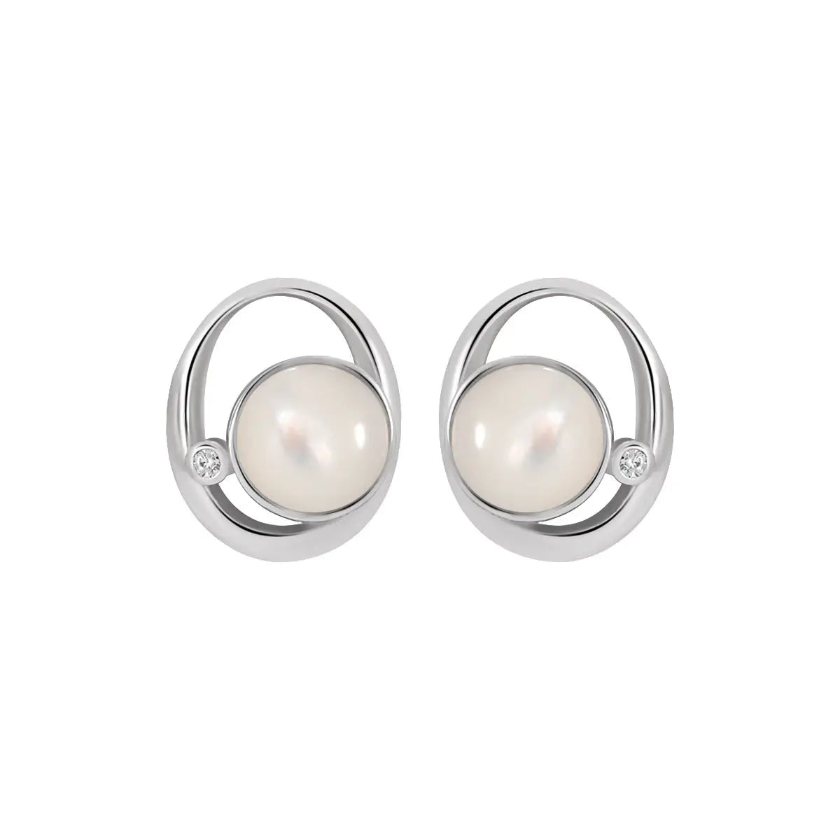 Geometric Hollow Silver Stud Earrings
