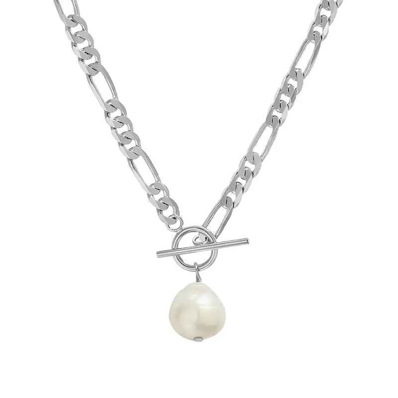 Edison Baroque Luxury Silver Pearl Necklace