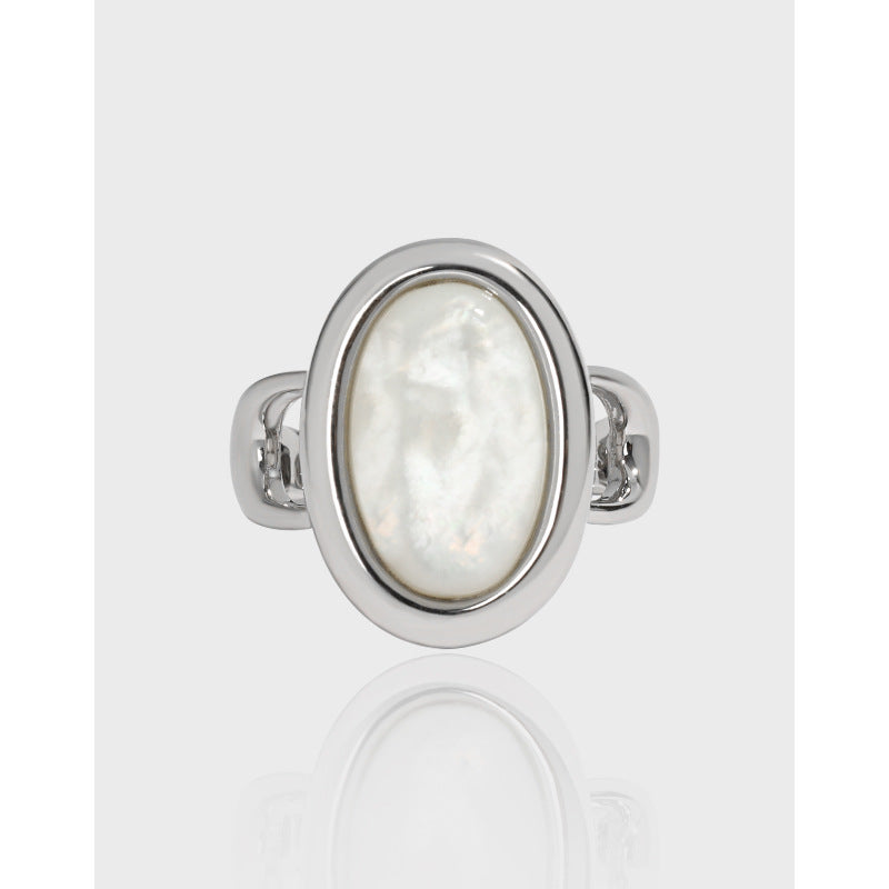 OVAL SHELL LUXURY SILVER RING OPHRASTUDIO
