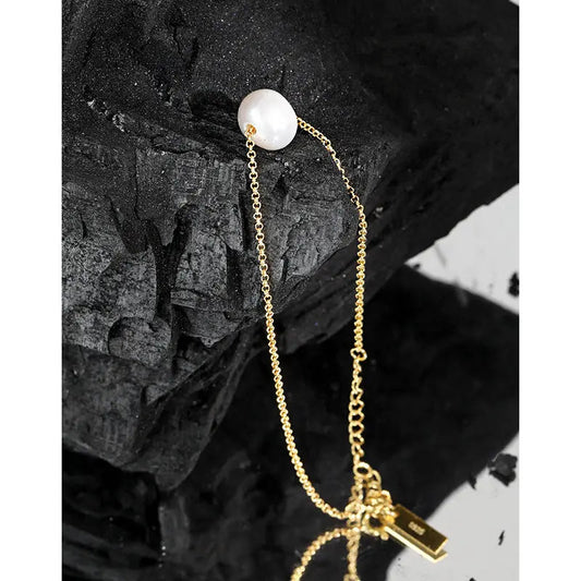 Simple Temperament Silver Pearl Bracelet