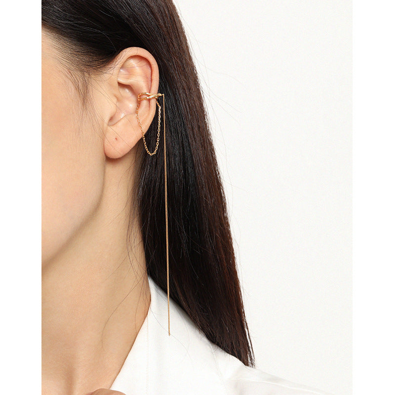 Tassel Chain Sterling Silver Ear Cuff OPHRASTUDIO