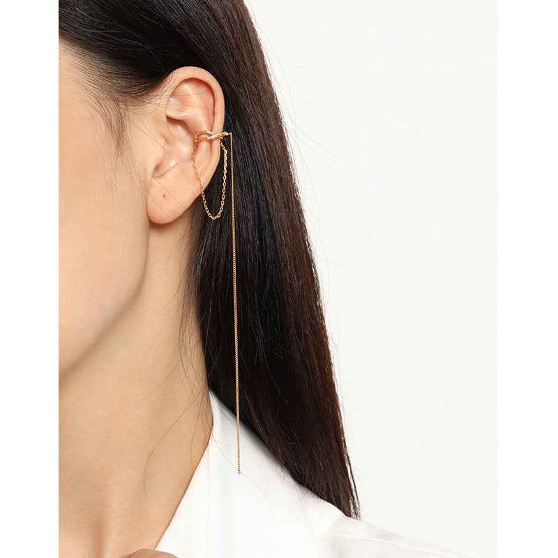Tassel Chain Sterling Silver Ear Cuff