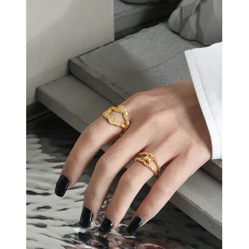 NIAMH'S IRREGULAR ZIRCON SILVER RING - OPHRASTUDIO