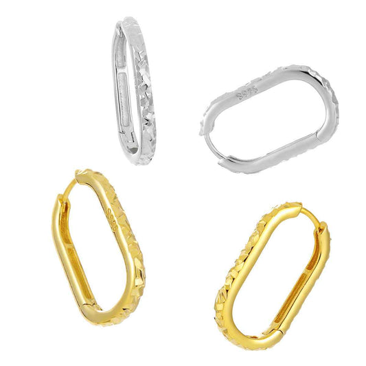 Refined Edge Mirror Silver Hoop Earrings
