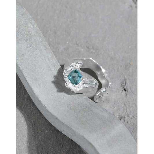 Radiant Tourmaline Silver Statement Ring
