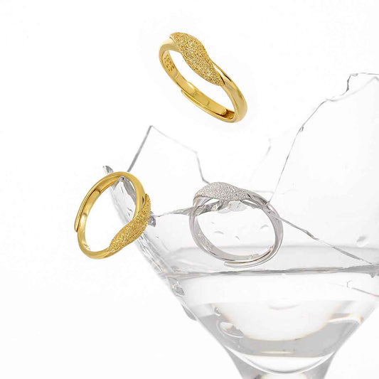 Aurora's Frosted Leaf Silver Stacking Ring