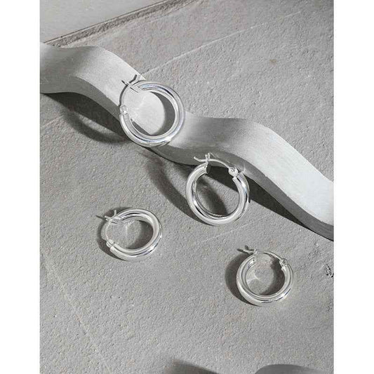 Echo's Geometric Circle Silver Hoop Earrings