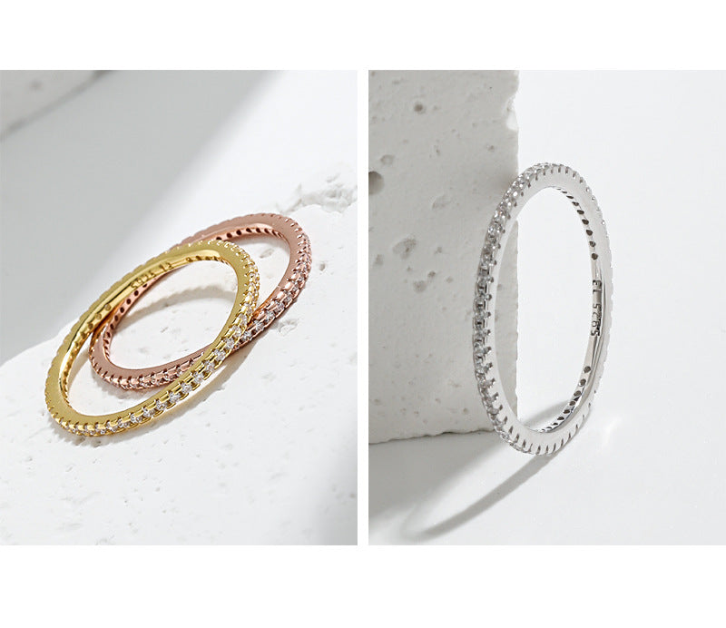 CELIA'S INLAID ZIRCON SILVER FINE RING - OPHRASTUDIO