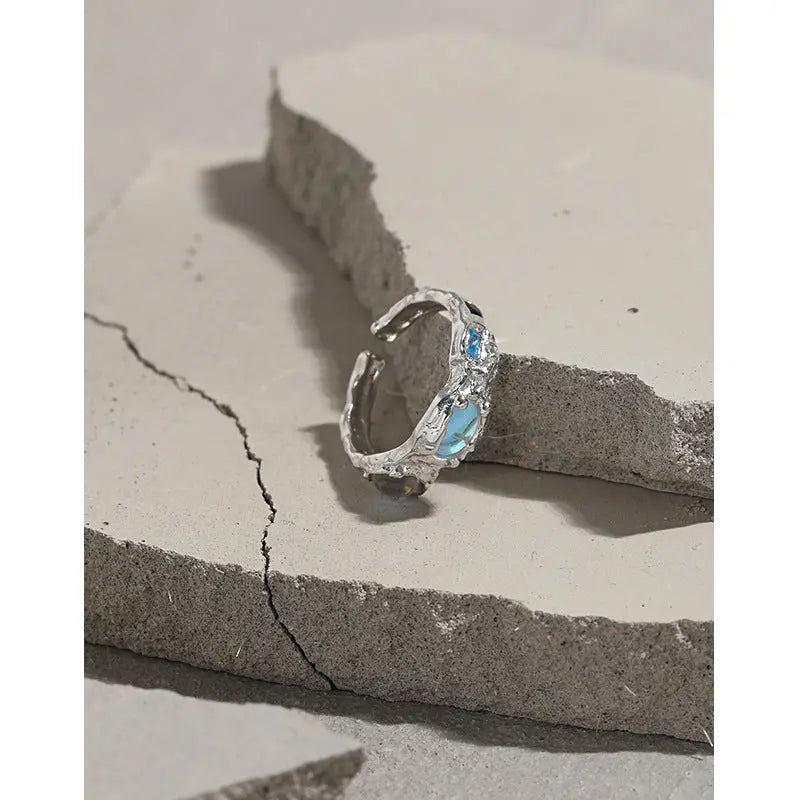 Celestial Spark Silver Statement Ring