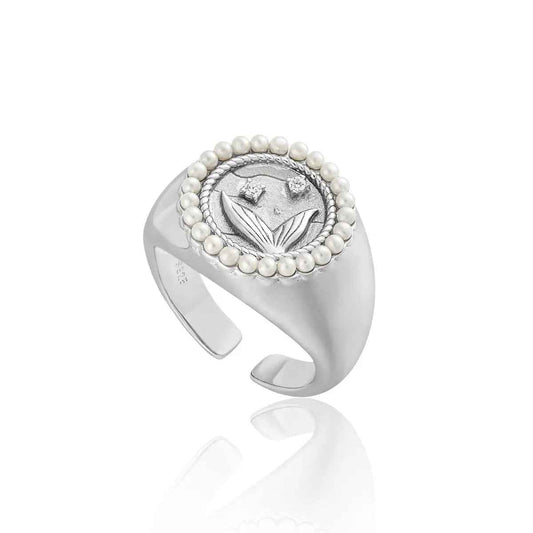 Diamond Fishtail Luxury Silver Signet Ring