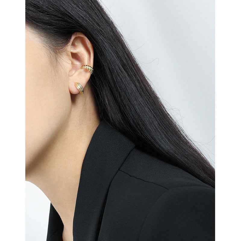 Echoing Multi-Circle Silver Huggie Earrings