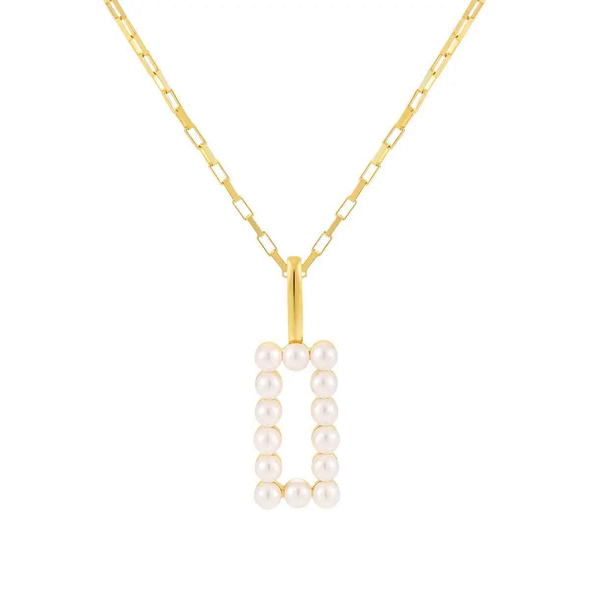 French Geometric Silver Pearl Necklace