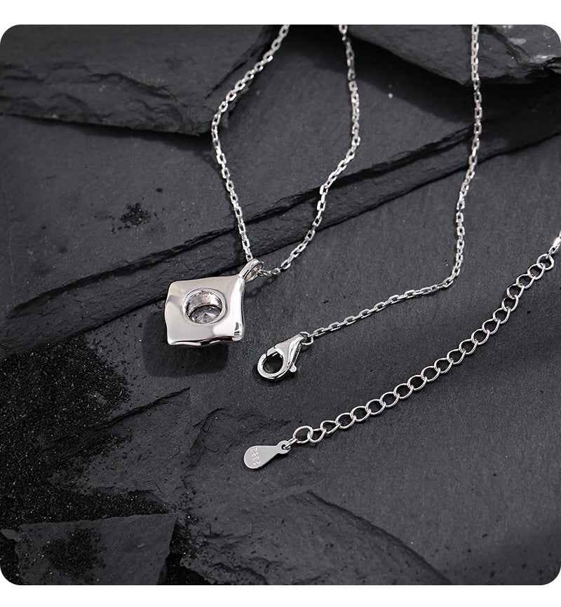 Square Solitaire Pendant Necklace