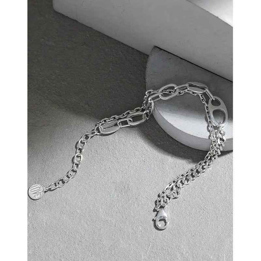 Nos Double Silver Chain Bracelet