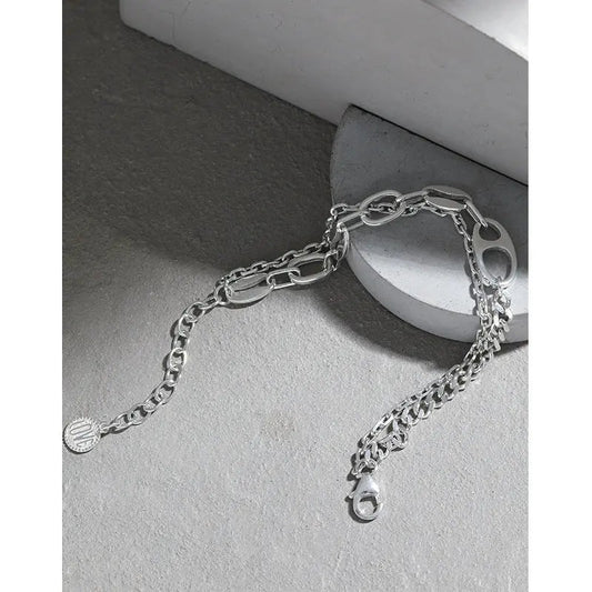 Nos Double Silver Chain Bracelet
