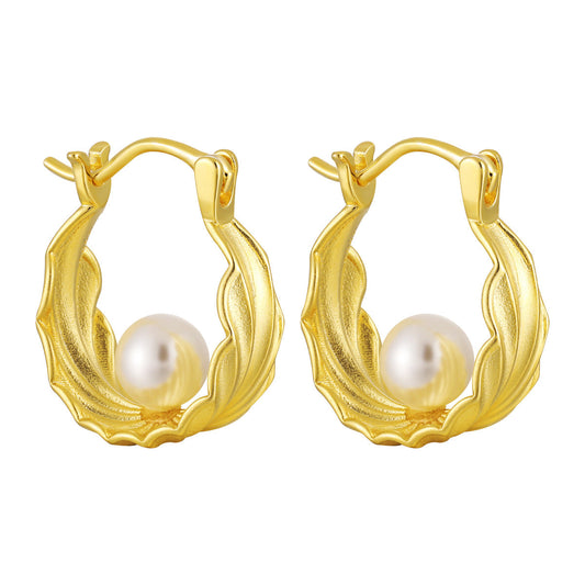 Pearl Seaweed Hoop Earrings OPHRASTUDIO