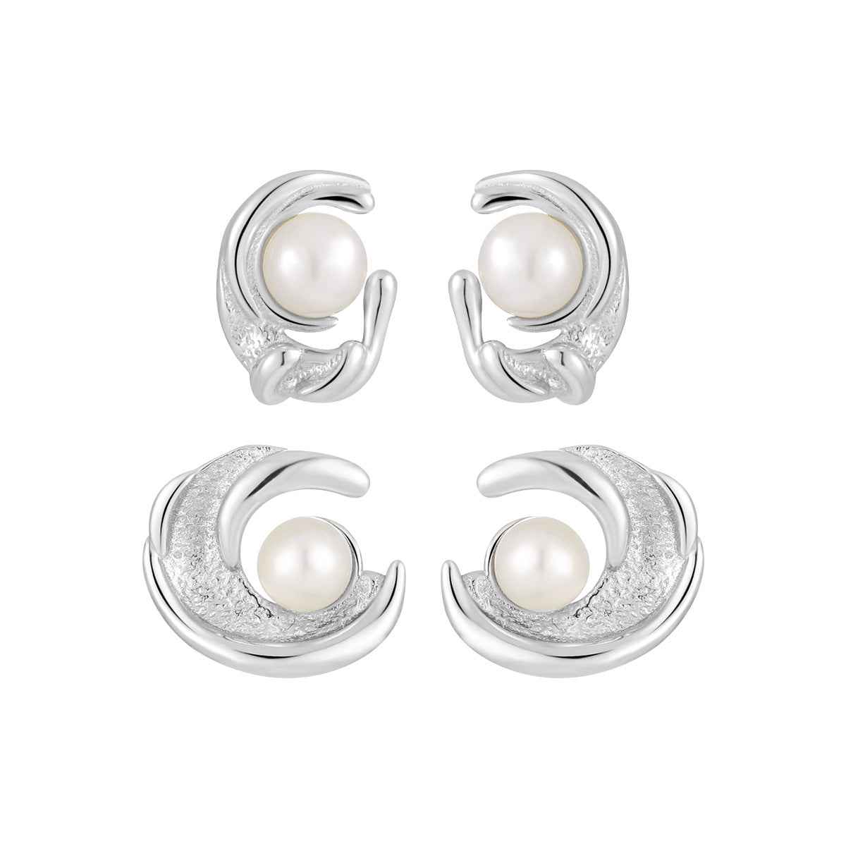 Fairy Silver Pearl Stud Earrings