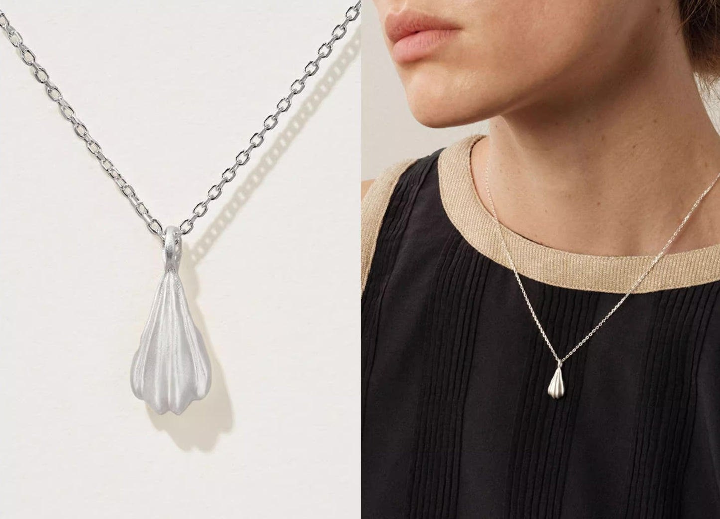 Valuri Wave Shell Silver Necklace OPHRASTUDIO