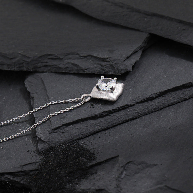 Square Solitaire Pendant Necklace OPHRASTUDIO