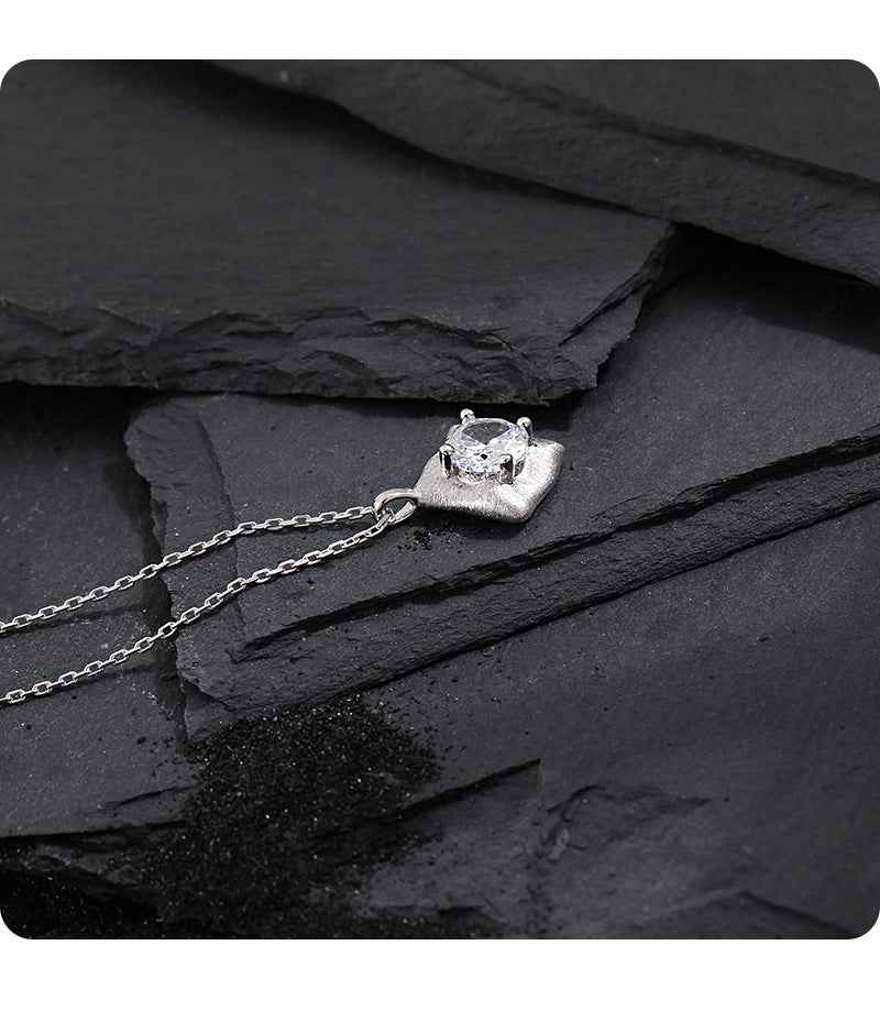 Square Solitaire Pendant Necklace