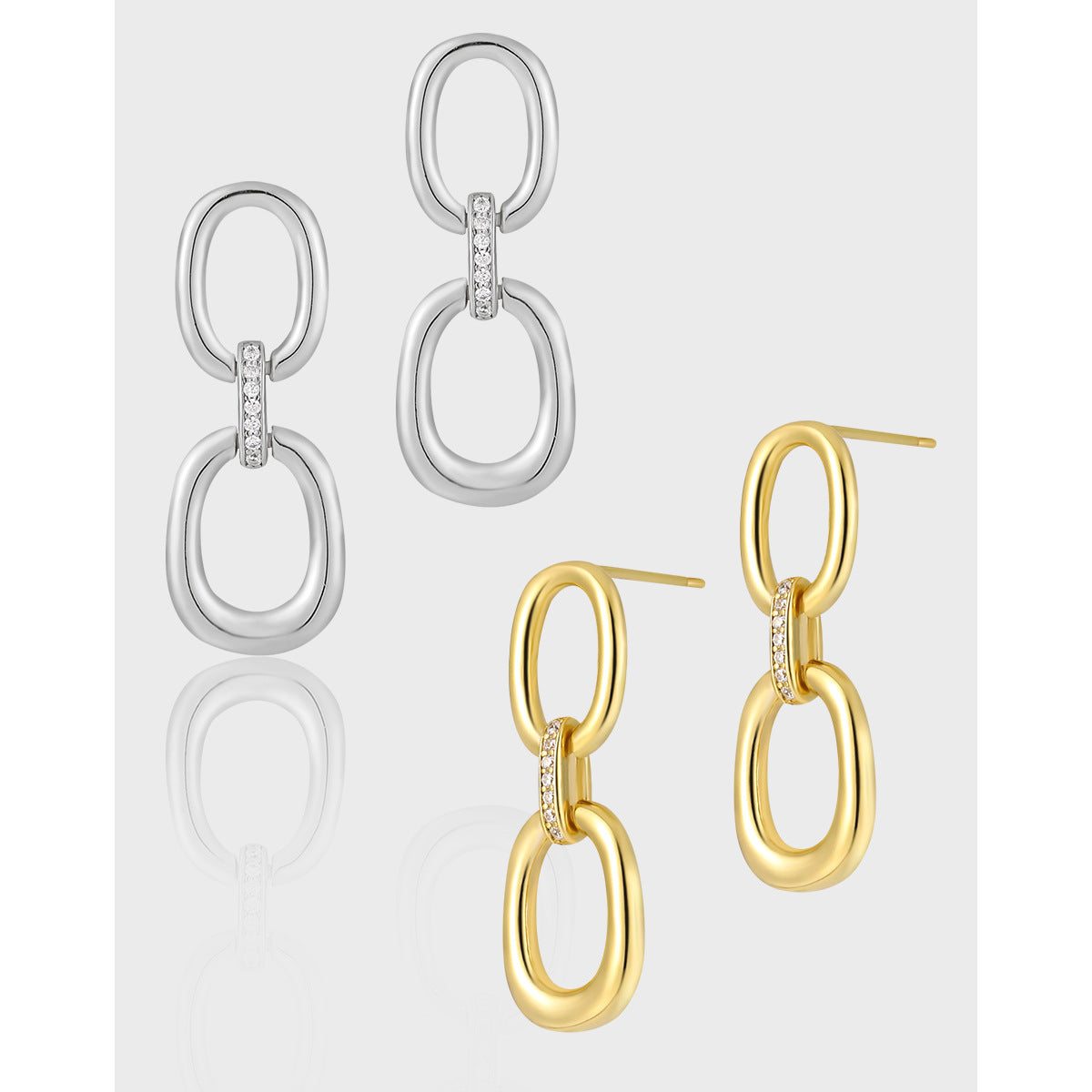 GEOMETRIC DOUBLE RING STUD EARRINGS OPHRASTUDIO