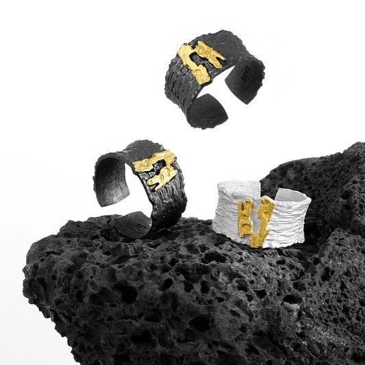 Striped Verve Silver Statement Ring