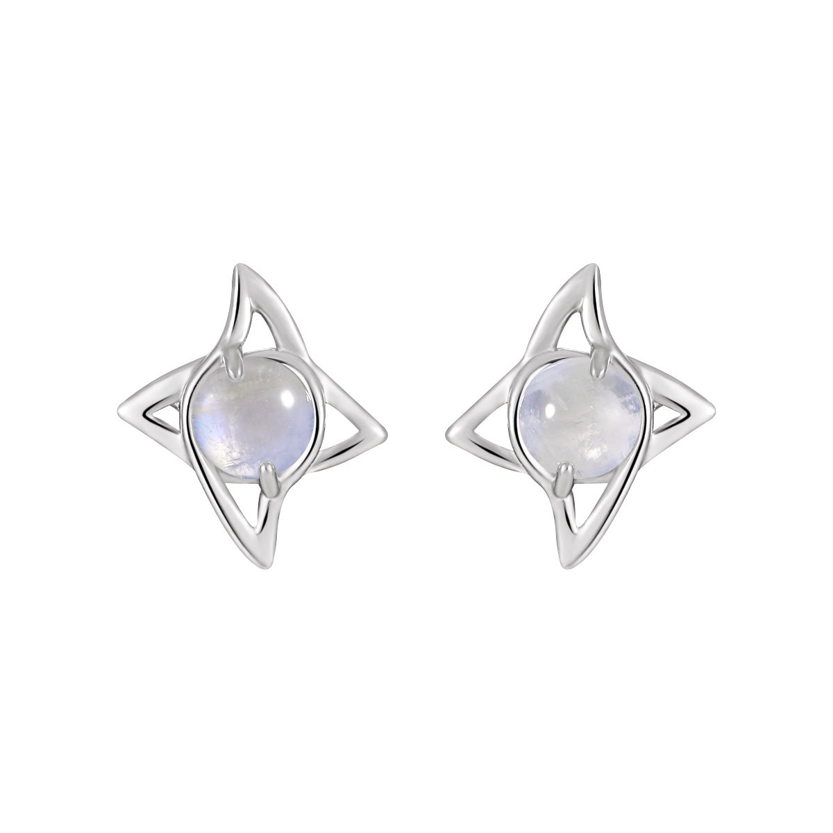 LUMINA'S TETRAGONAL STAR SILVER EAR STUDS - OPHRASTUDIO