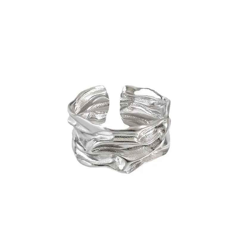 Nereid's Pleated Texture Silver Statement Ring