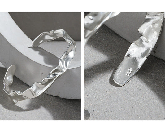 Stardust Texture Silver Cuff Bracelet