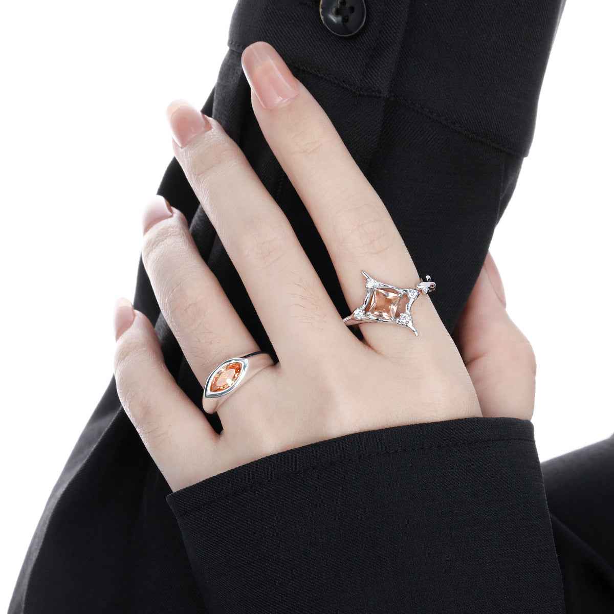 Stellar Square Zirconia Silver Statement Ring