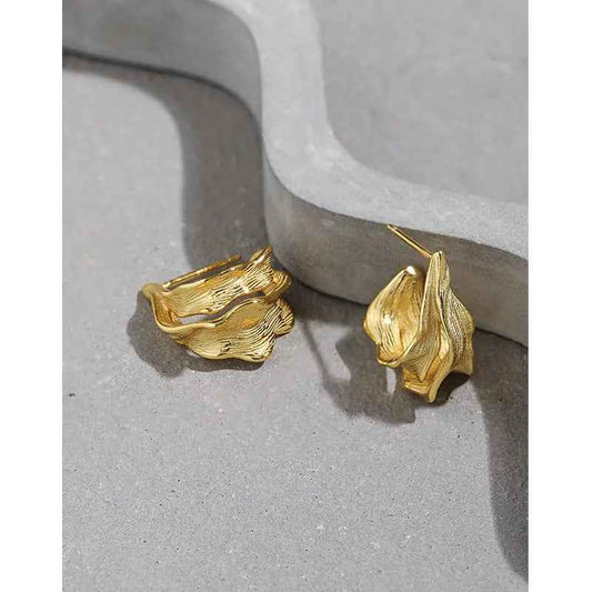 Minimalist Irregular Silver Huggie Earrings